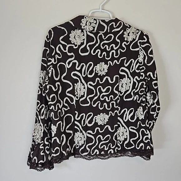 Alberto Makali Embroidered Floral Ribbon Jacket Size 12 - Picture 6 of 6